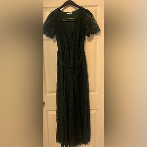 New NWOT Baltic Born Dark Green Floral Maxi Dress Size M $161